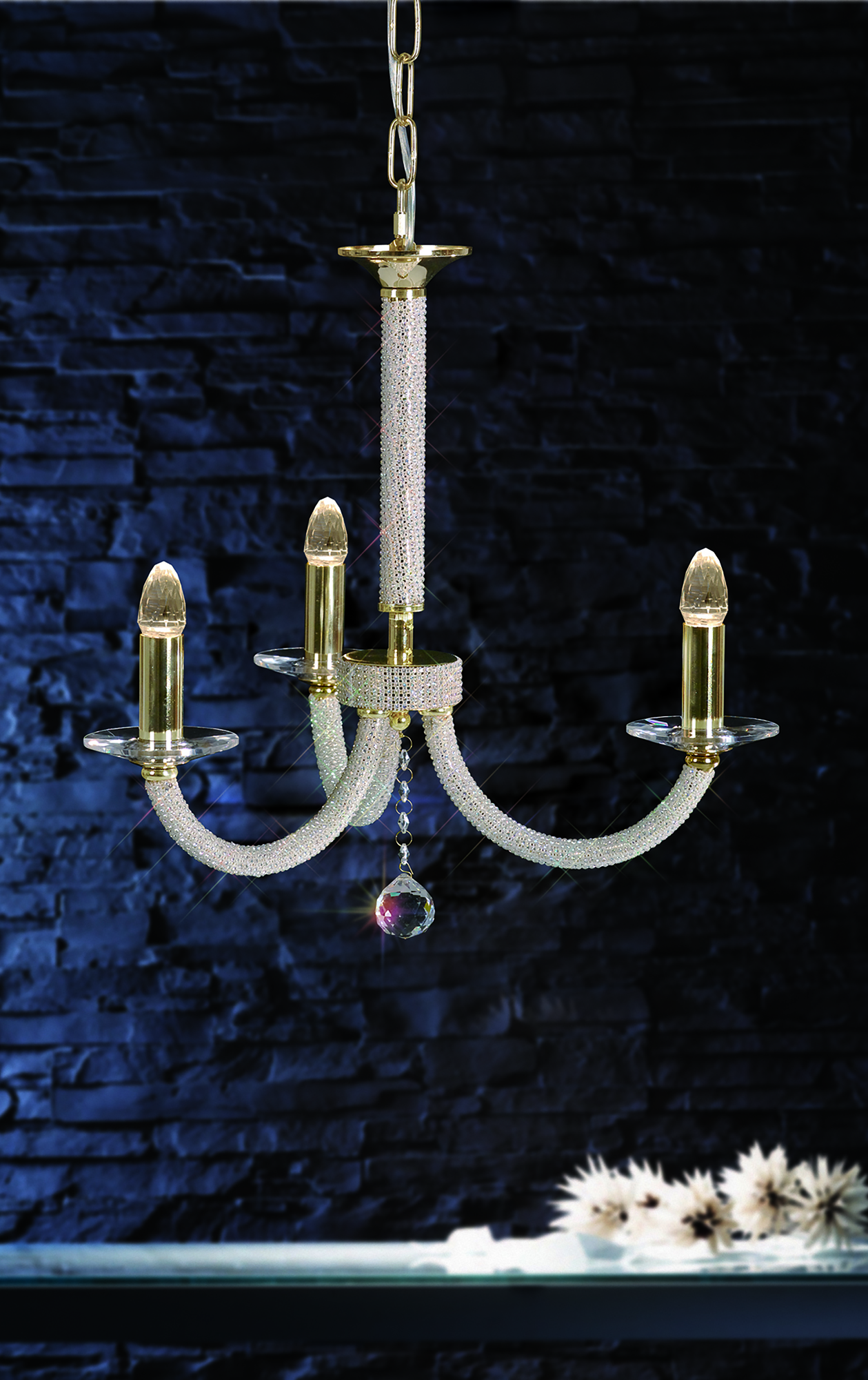Elena Gold Crystal Ceiling Lights Diyas Multi Arm Crystal Fittings